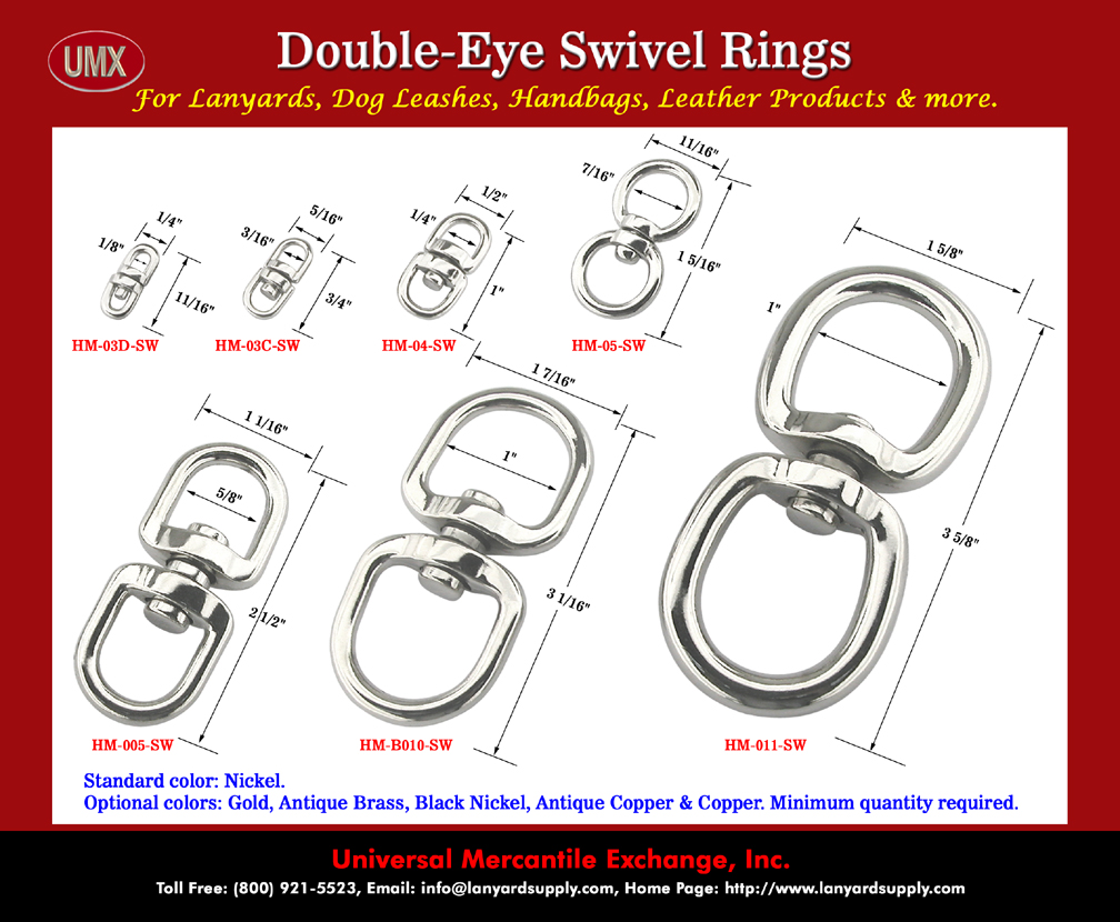 Great designed round swivel rings can connect two separate parts together, like key chain, dog leash or any application need to connect two parts together. From 1/8" to 1" inside diameter available.