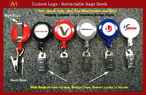 Sample 1 - RT-02 Custom Logo Retractable Reels with Badge Clips for Name Badge holders or ID Card