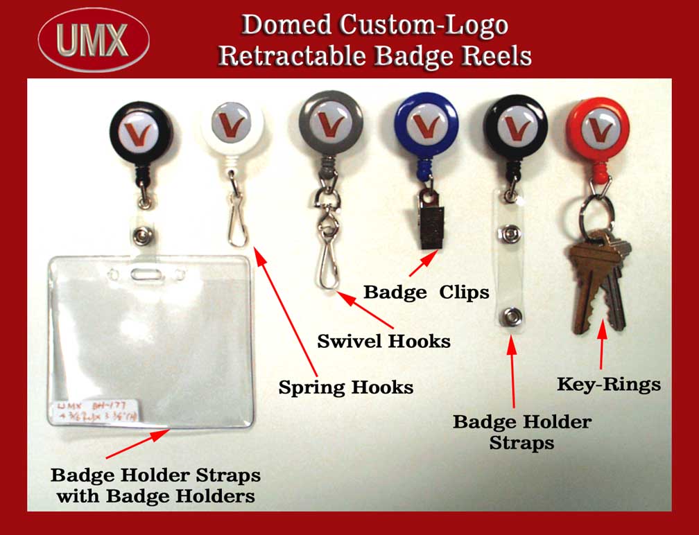 A1 Domed Custom-Logo Retractable Reels for Name Badge holders or ID Card Holders