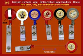 RT-01 Sample 1 - Custom domed-Logo Retractable Badge Holders - Reels with Plastic Straps for