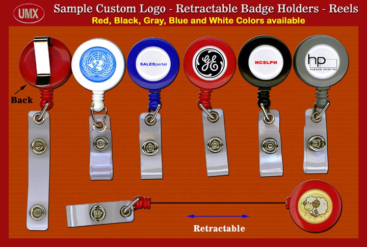 A1 Custom domed-Logo Retractable Badge Reels with Plastic Straps for Badge Holders