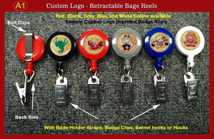 A1 Custom Logo Retractable Reels with Badge Clips for Name Badge holders or ID Card
Holders