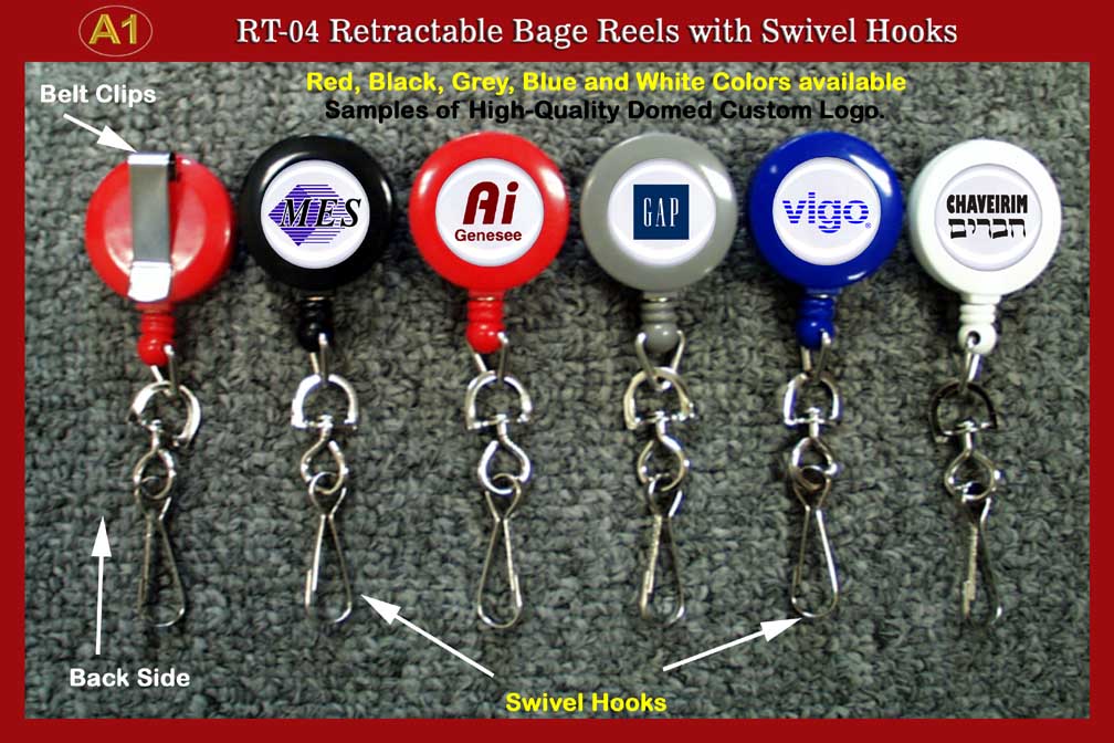 Custom Logo Retractable Reels with Swivel Hooks