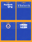 Custom Printed Company Name Badge Pouches With Royal Blue Color Background.