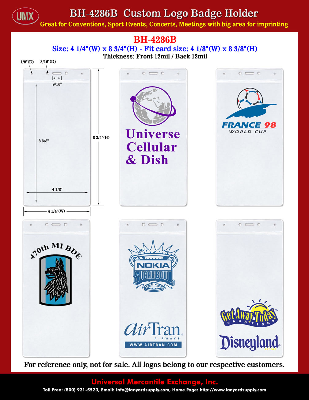 Custom Printed Large Size Event ID Holders: For Event Name Badges or IDs