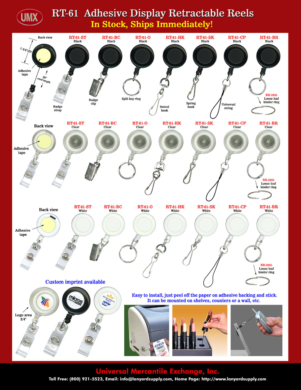 Adhesive Retractable Reels For Display Units - Adhesive Tapes Included