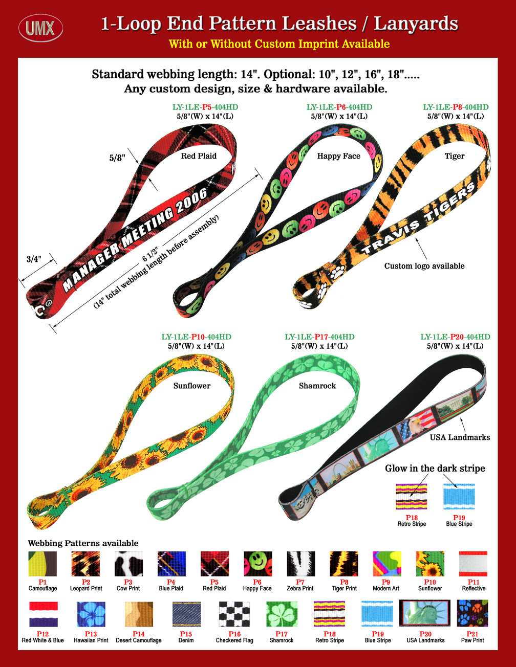 5/8" 1-1oop-End Lanyards - With Pre-printed Pattern Polyester Straps