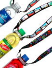Adjustable Length Water Bottle Straps: Adjsutable Bottle Cap Sports Neck Lanyards For Carrying Bottled Water or Bottled Drink with Pre-Printed Paw Print and USA Landmark Themes.