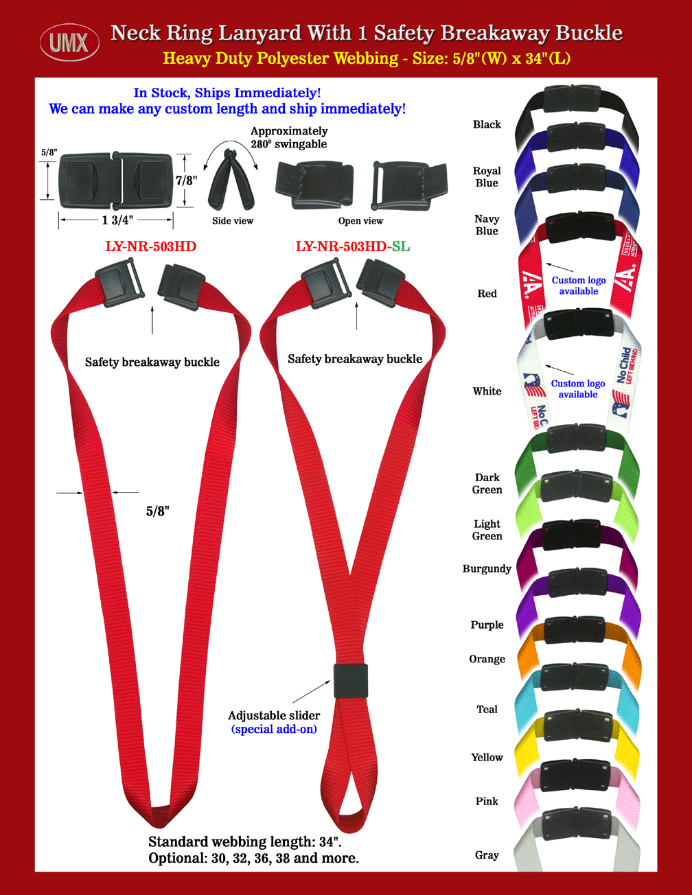 Not only used for name badges, IDs or ID card holders, neck rings, neck bands or neck strap lanyards are designed for a variety of applications, like carrying keys, tools, small meters, camera, cell phones and more.