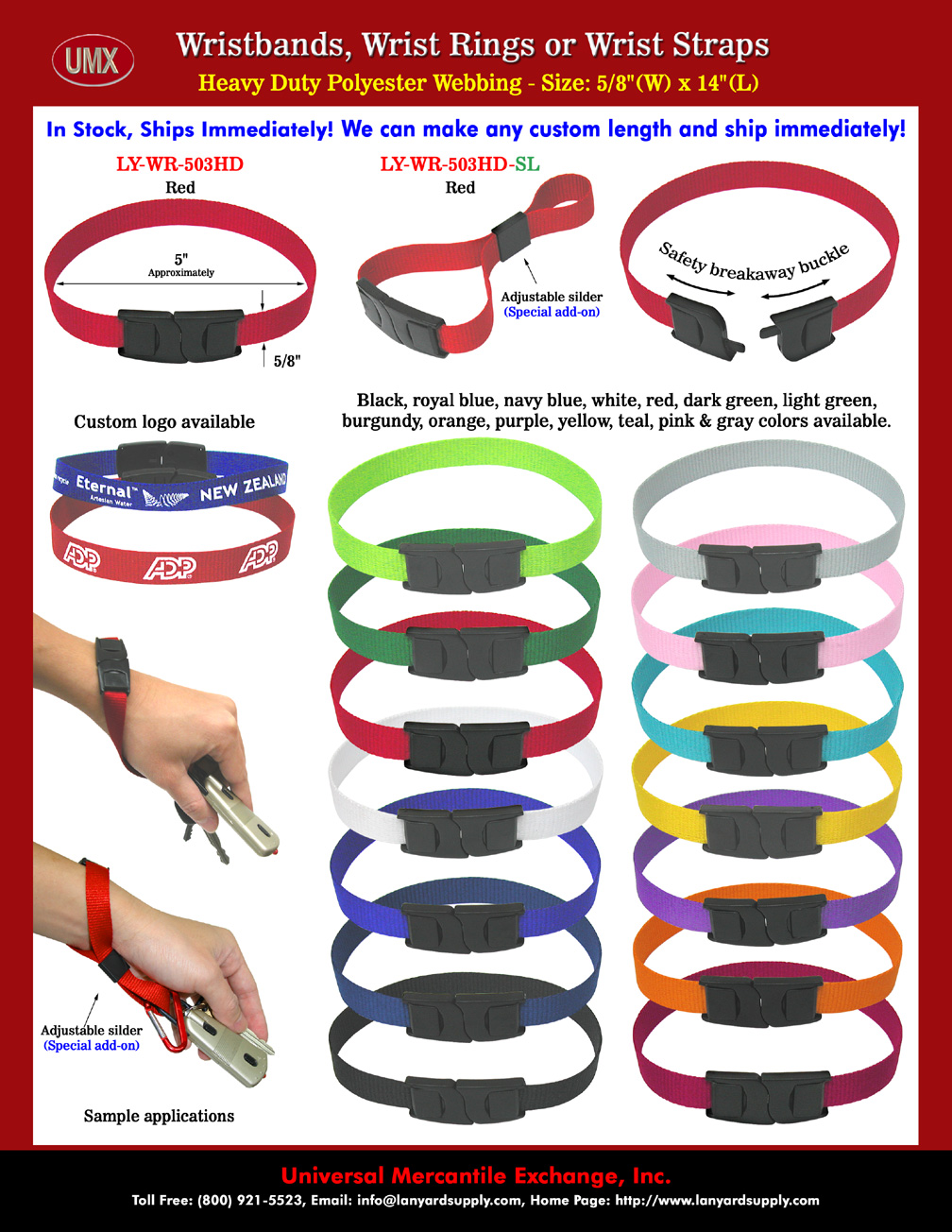A General Introduction To Round Wrist Ring, Wrist Band and Wrist Strap Lanyards come with 1/8", 3/8", 5/8", 3/4" and 1" diameter or width of round cord or flat straps.