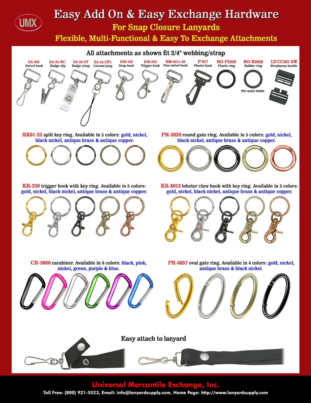 Listing of Easy-Add-On Hardware Attachment For 3/4&quot Snap-On Lanyards.