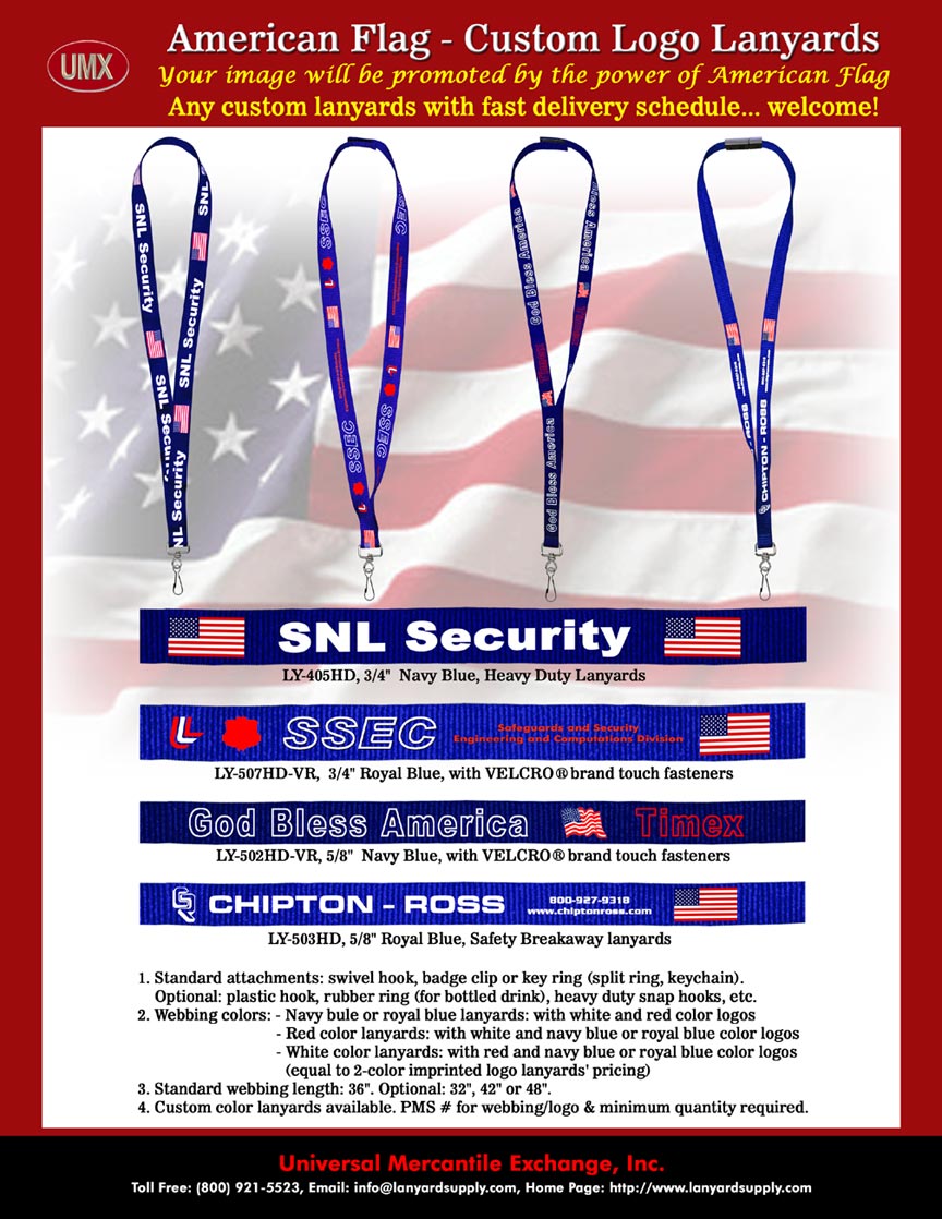 American Flag - Custom Logo Lanyards - The Patriotic Lanyard Series